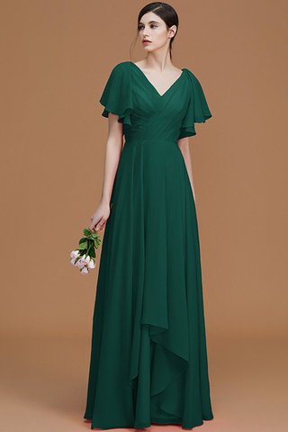 Robe demoiselle d'honneur avec manche courte de princesse ligne a avec chiffon avec zip - photo 15