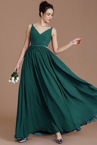 Robe demoiselle d'honneur naturel manche nulle de princesse ruché en chiffon - photo 19