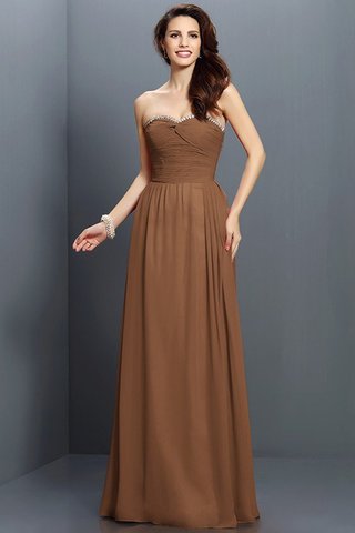 Robe demoiselle d'honneur longue avec zip col en forme de cœur manche nulle a-ligne - photo 4