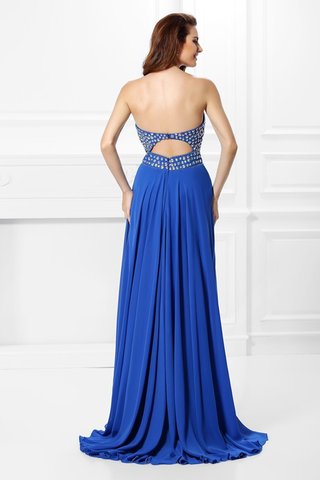 Robe de bal longue de col en v avec sans manches en chiffon avec perle - photo 2