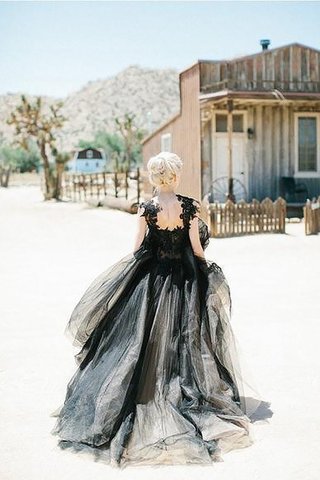 Robe de bal naturel de traîne courte de col en cœur manche nulle textile en tulle - photo 2