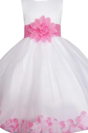 Robe de cortège enfant encolure ronde avec zip avec nœud textile en tulle jusqu'au sol - photo 1