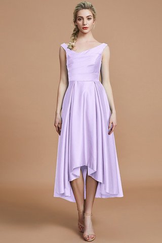 Robe demoiselle d'honneur en satin de princesse asymétrique ligne a v encolure - photo 24