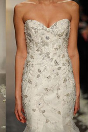 Robe de mariée naturel col en forme de cœur de lotus dos nu avec perle - photo 2
