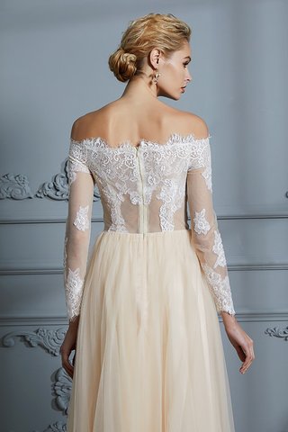 Robe de mariée jusqu'au sol en tulle avec décoration dentelle a-ligne avant-gardiste - photo 7