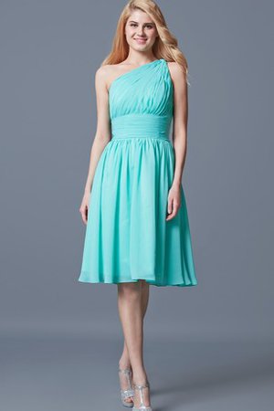 Robe demoiselle d'honneur bref plissé ligne a avec sans manches d'épaule asymétrique - photo 1