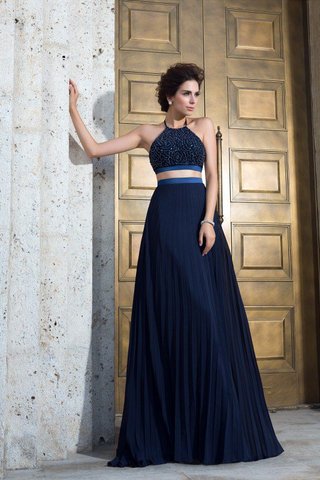 Robe de bal plissage longue bretelles spaghetti avec chiffon avec fronce - photo 3