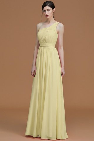 Robe demoiselle d'honneur naturel avec sans manches ligne a ruché d'épaule asymétrique - photo 14