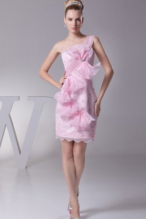 Robe de cocktail courte d'épaule asymétrique avec perle avec fleurs - photo 1