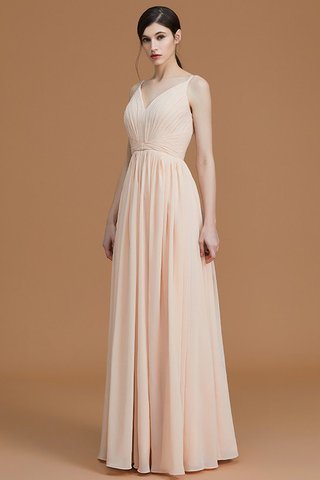 Robe demoiselle d'honneur naturel de princesse jusqu'au sol fermeutre eclair en chiffon - photo 4