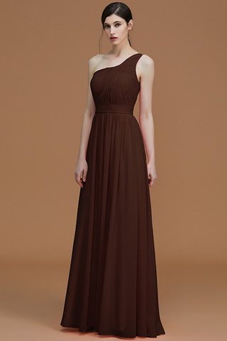 Robe demoiselle d'honneur naturel avec sans manches ligne a ruché d'épaule asymétrique - photo 13