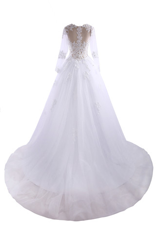 Robe de mariée chic versicolor longueur au niveau de sol avec perles satin extensible - photo 8