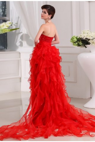 Robe de bal asymétrique en organza col en forme de cœur ligne a haut bas - photo 2