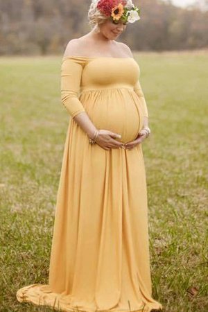 Robe demoiselle d'honneur simple a-ligne de grossesse avec chiffon de traîne courte - photo 1