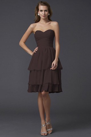 Robe demoiselle d'honneur naturel courte manche nulle avec chiffon au niveau de genou - photo 8