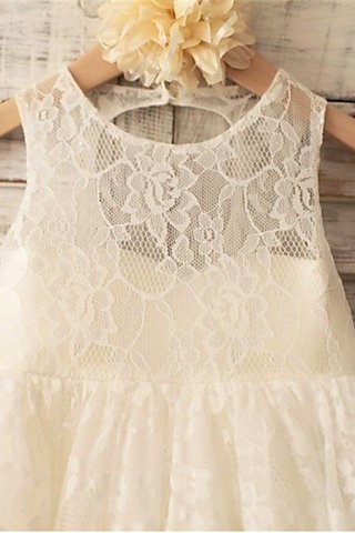 Robe de cortège enfant a-ligne avec fleurs jusqu'au sol de princesse col u profond - photo 4