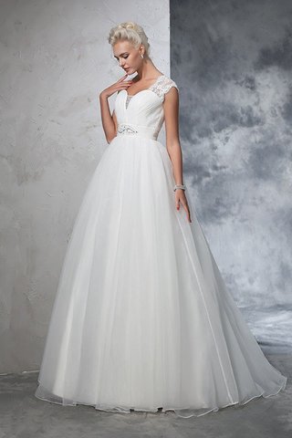 Robe de mariée longue de mode de bal ruché manche nulle de col en cœur - photo 4