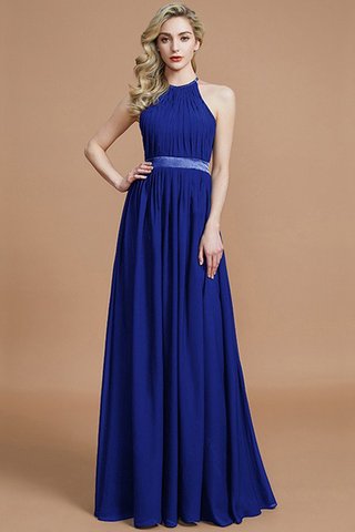 Robe demoiselle d'honneur ruché de princesse jusqu'au sol avec sans manches avec chiffon - photo 30