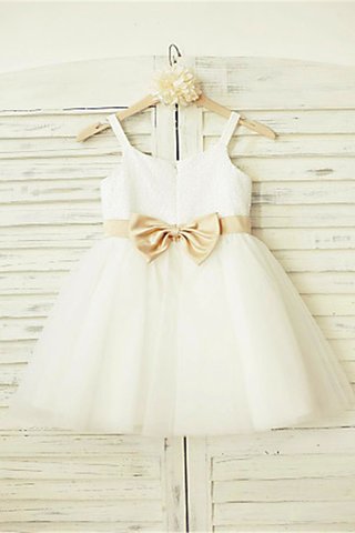 Robe de cortège enfant naturel fermeutre eclair de princesse a-ligne avec fleurs - photo 3