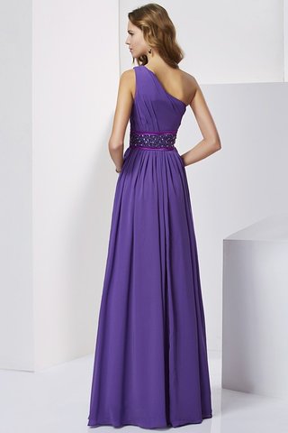 Robe de bal longue d'épaule asymétrique en chiffon avec sans manches ceinture haut - photo 2