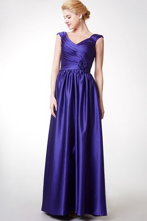 Robe demoiselle d'honneur luxueux ruché croisade en satin a-ligne - photo 2