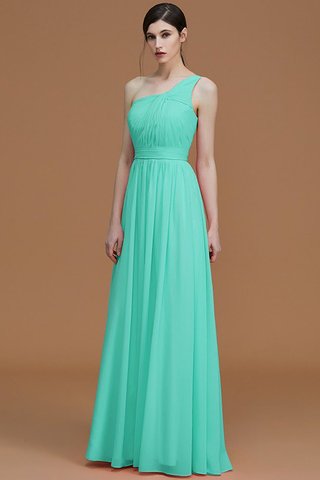 Robe demoiselle d'honneur naturel avec sans manches ligne a ruché d'épaule asymétrique - photo 21
