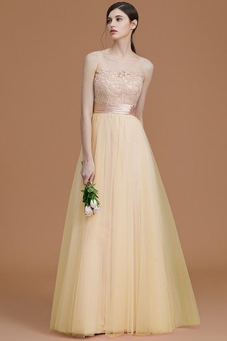 Robe demoiselle d'honneur naturel manche nulle fermeutre eclair col en bateau en tulle - photo 11