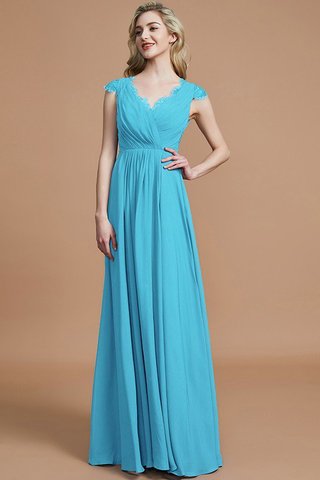 Robe demoiselle d'honneur avec chiffon de col en v de princesse manche nulle ruché - photo 8