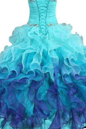 Robe de quinceanera naturel longue avec lacets en satin manche nulle - photo 2