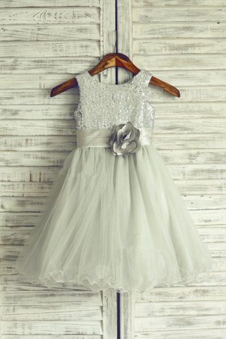 Robe de cortège enfant naturel longue ligne a fermeutre eclair en organza - photo 1