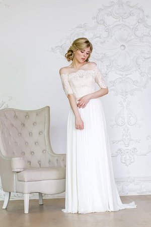 Robe de mariée classique en 1/2 manche a-ligne fermeutre eclair de traîne courte - photo 2