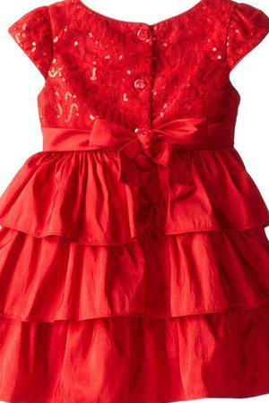 Robe de cortège enfant pailleté avec fleurs encolure ronde avec gradins - photo 2