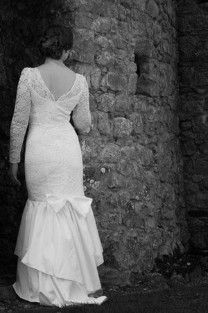 Robe de mariée naturel col en bateau jusqu'au sol en dentelle de traîne courte - photo 2