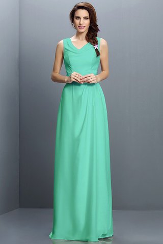 Robe demoiselle d'honneur longue en chiffon jusqu'au sol v encolure fermeutre eclair - photo 15