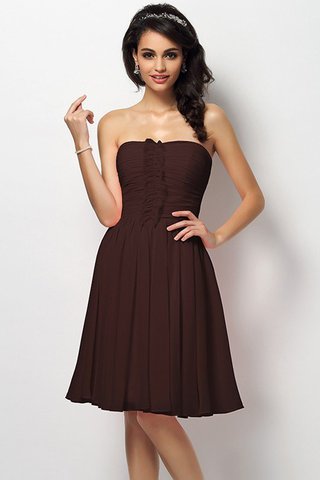 Robe demoiselle d'honneur naturel plissage courte avec chiffon avec sans manches - photo 6