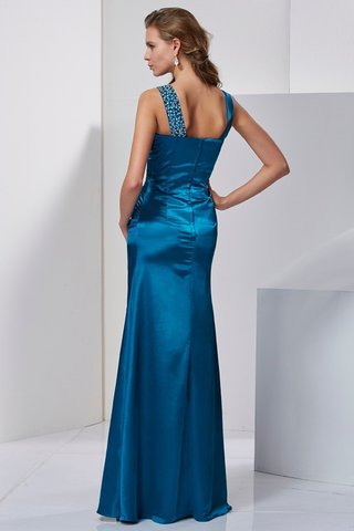 Robe de bal avec zip bandouliere spaghetti manche nulle en satin soyeux avec perle - photo 2