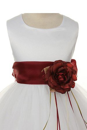 Robe de cortège enfant avec nœud avec sans manches avec fleurs ligne a en satin - photo 2