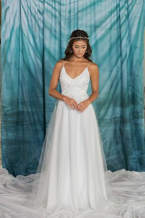 Robe de mariée classique en plage en dentelle avec gradins a-ligne - photo 1