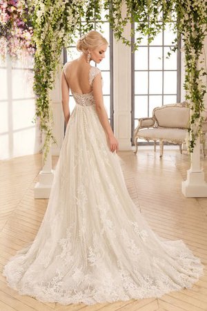 Robe de mariée plissé luxueux avec manche épeules enveloppants col en bateau ligne a - photo 2