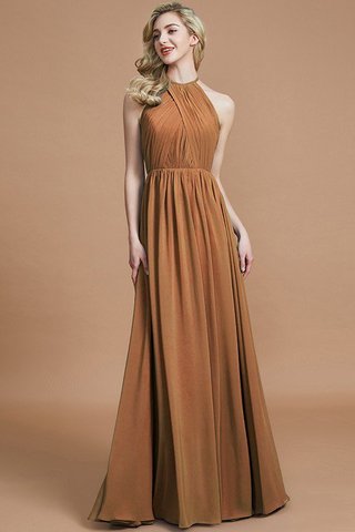 Robe demoiselle d'honneur naturel a-ligne col u profond en chiffon avec sans manches - photo 9