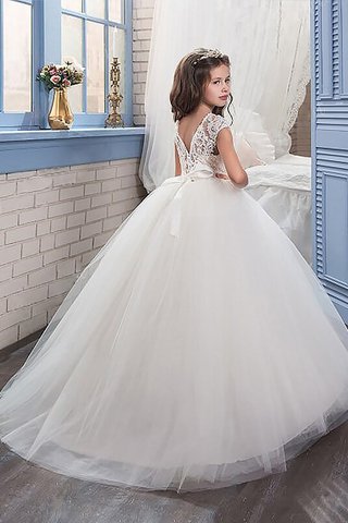 Robe de cortège enfant naturel en tulle encolure ronde avec perle avec sans manches - photo 2