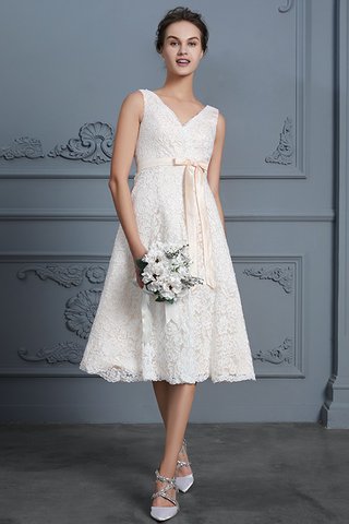 Robe de mariée mode de princesse de longueur à genou ligne a avec décoration dentelle - photo 4