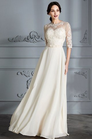 Robe de mariée naturel encolure ronde a-ligne avec manche 1/2 avec sans manches - photo 4