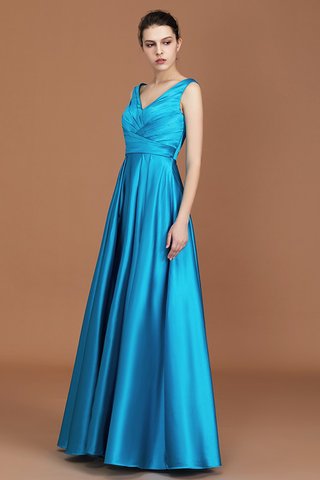 Robe demoiselle d'honneur de col en v spécial en satin de princesse naturel - photo 5