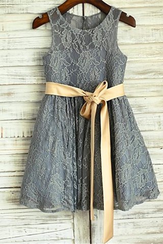 Robe de cortège enfant naturel manche nulle avec ruban ceinture avec fleurs - photo 1