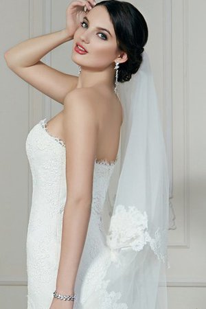 Robe de mariée de col en cœur en dentelle avec lacets de sirène avec sans manches - photo 1