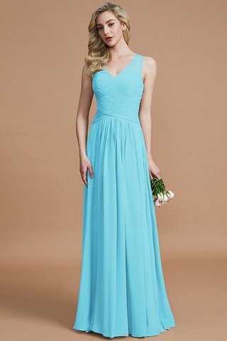 Robe demoiselle d'honneur naturel a-ligne avec sans manches avec chiffon v encolure - photo 8