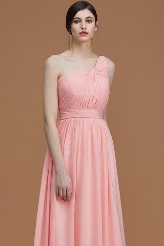 Robe demoiselle d'honneur naturel avec sans manches ligne a ruché d'épaule asymétrique - photo 4