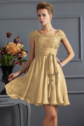 Robe demoiselle d'honneur naturel a-ligne avec décoration dentelle avec chiffon avec zip - photo 12