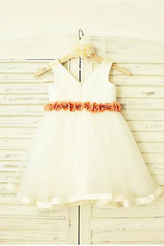 Robe de cortège enfant avec zip de princesse en tulle a-ligne avec sans manches - photo 3